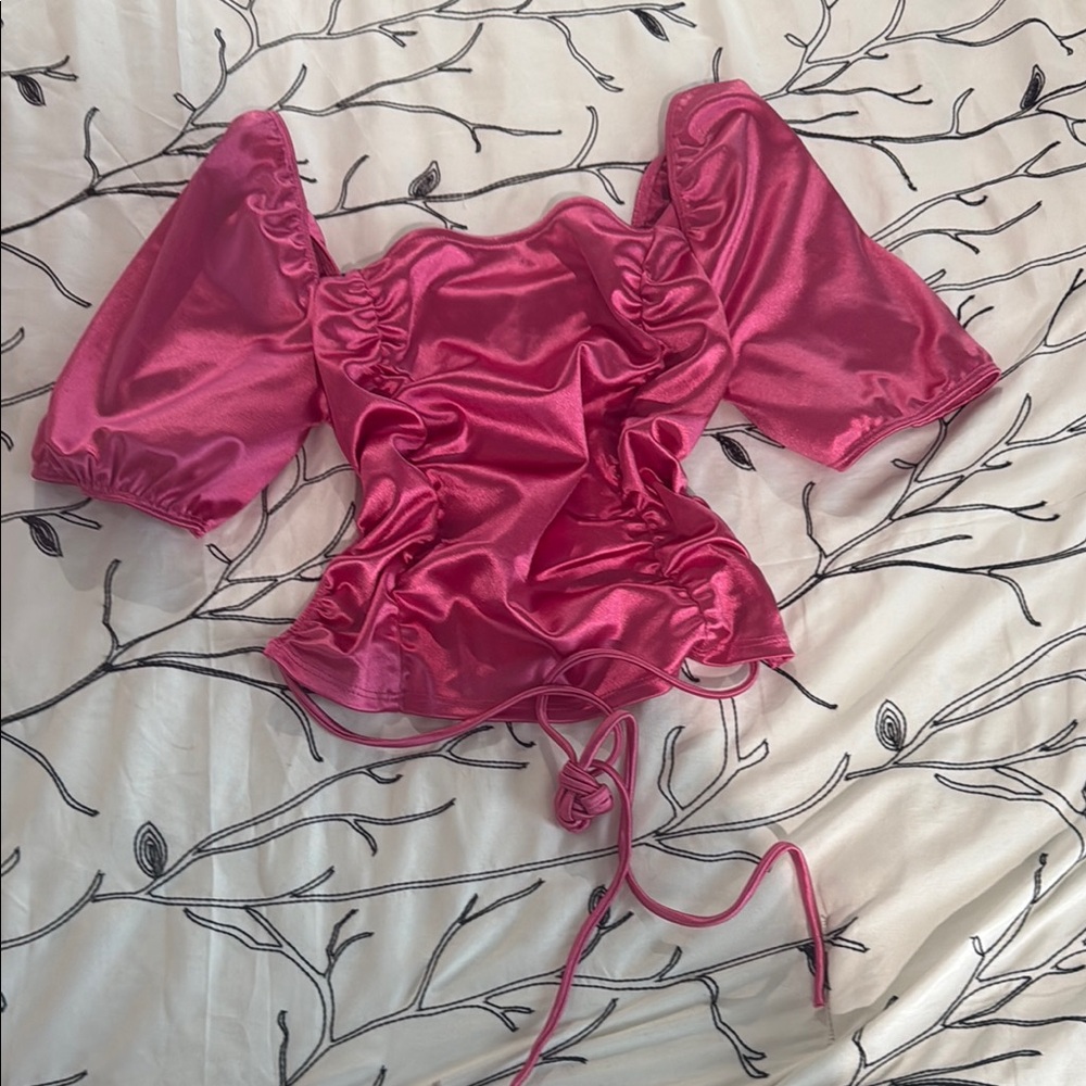 Chic Pink Satin Blouse
